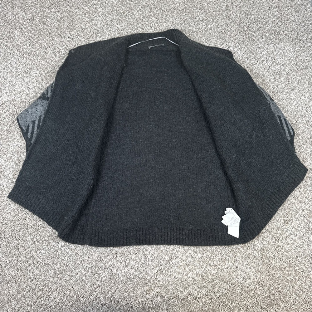 prAna Sweater Womens XS/S Gray Black Geometric Open Front Cardigan Mock Neck - Picture 7 of 14